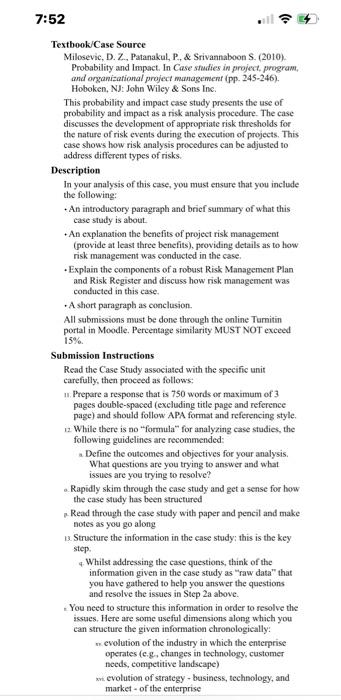 7:52 Textbook/Case Source Milosevic, D. Z.,