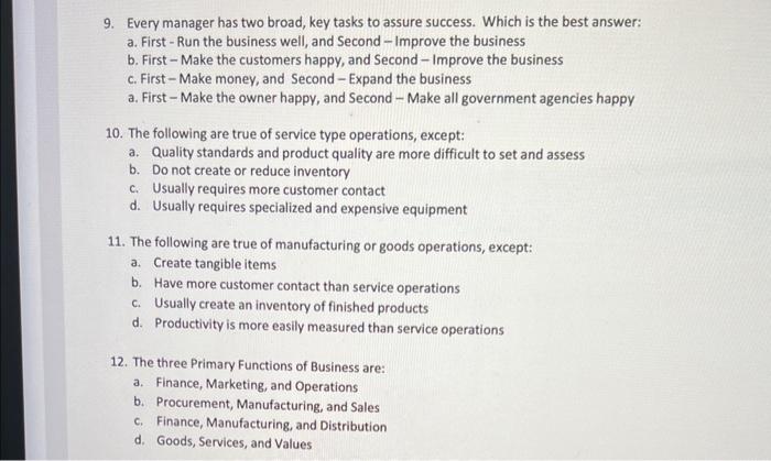 I need 9-12 checked. 9. Every manager has two