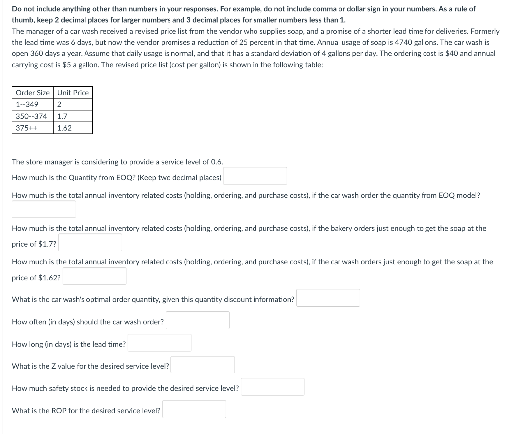 Do not include anything other than numbers in
