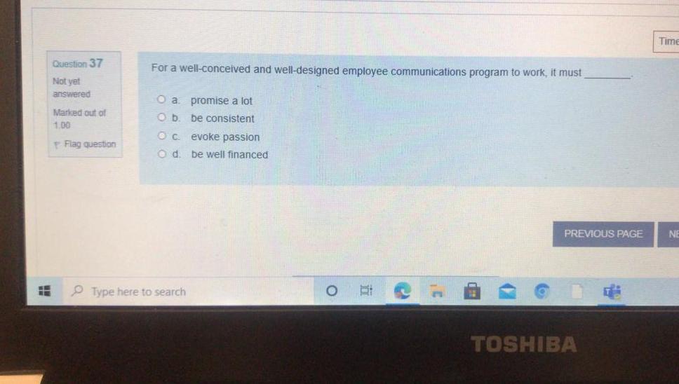 Time Question 37 For a well-conceived and