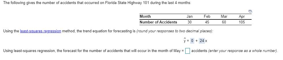 The following gives the number of accidents that