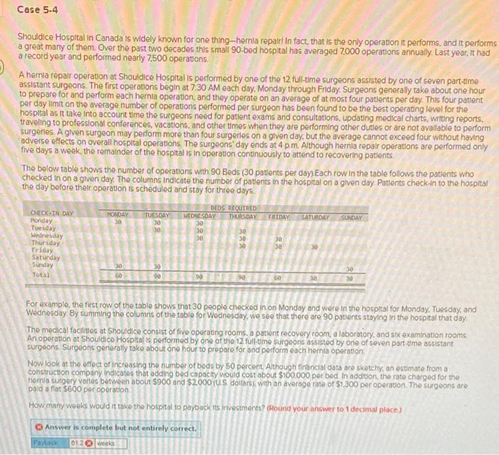 Case 5.4 Shouldice Hospital in Canada is widely