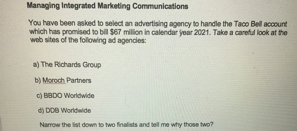 Managing Integrated Marketing Communications You