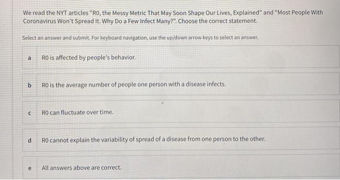 We read the NYT articles "RO, the Messy Metric