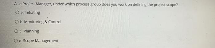 As a Project Manager, under which process group