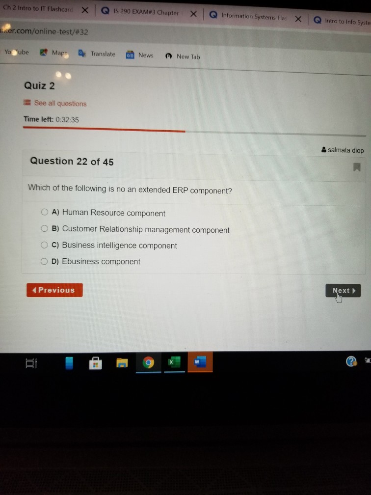 the answer only no explanation needed Ch 2 Intro