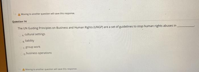 & Moving to another question will save this