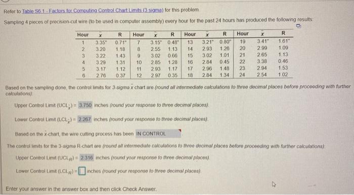Refer to Table 56.1. Factors for Computing