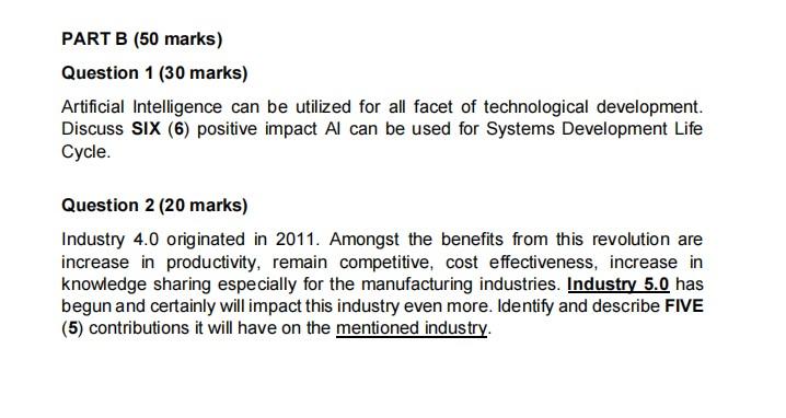 PART B (50 marks) Question 1 (30 marks)