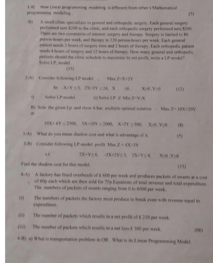 1A) How Linear programming modeling is different