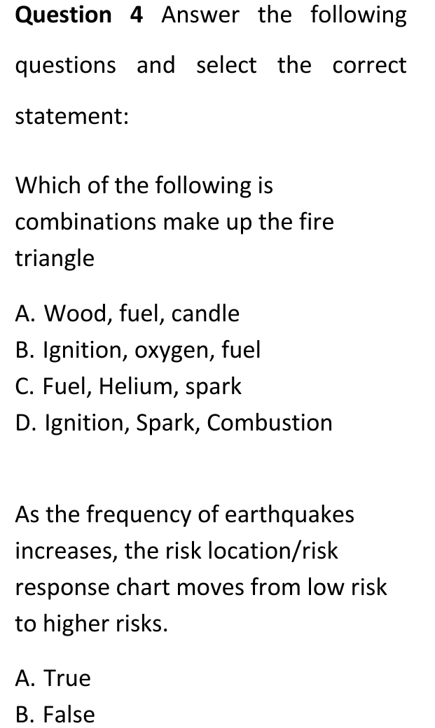 Question 4 Answer the following questions and