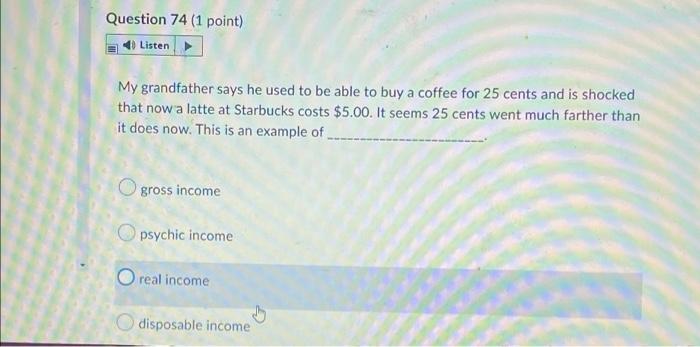 Question 73 (1 point) 4) Listen 4% 25% 10% 14% of
