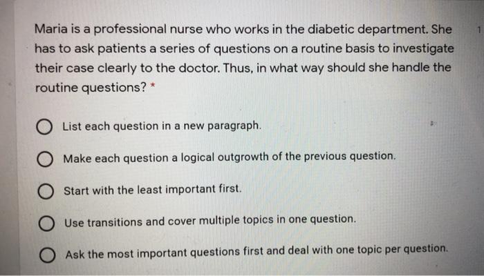 Maria is a professional nurse who works in the