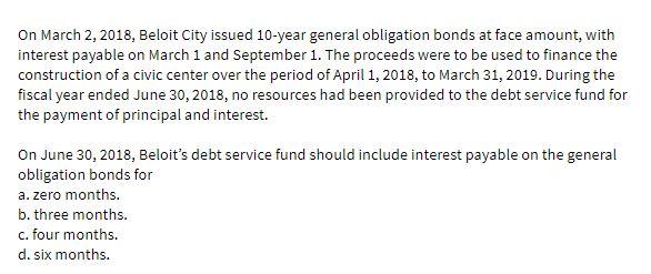 On March 2, 2018, Beloit City issued 10-year