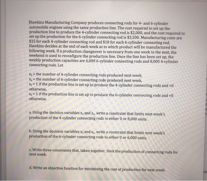 Hawkins Manufacturing Company produces connecting