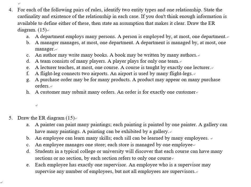 t a. t 4. For each of the following pairs of