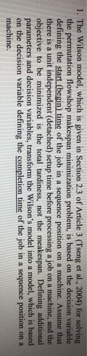 1. The Wilson model, which is given in Section