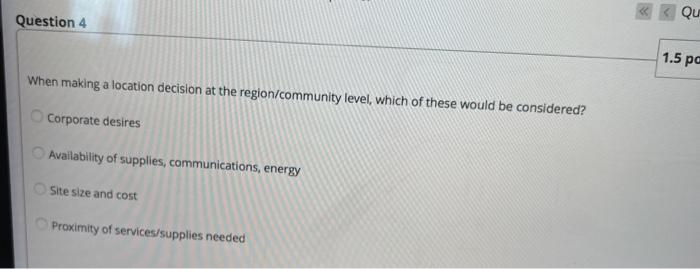 Qu Question 4 1.5 pc When making a location