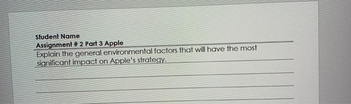 Student Name Assignment # 2 Part 3 Apple Explain