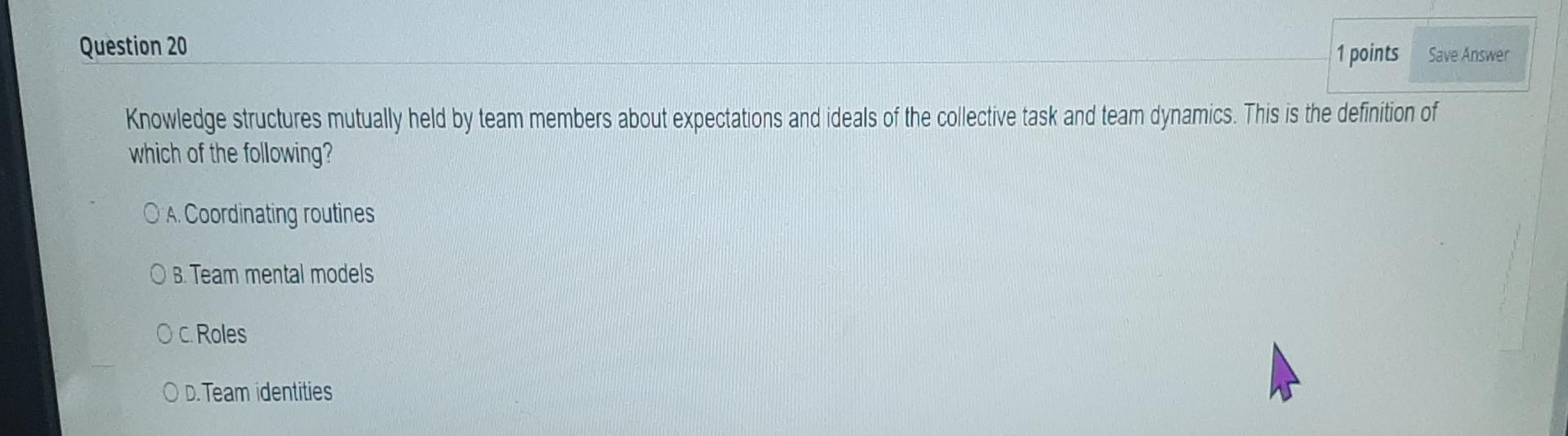 q20 Question 20 1 points Save Answer Knowledge