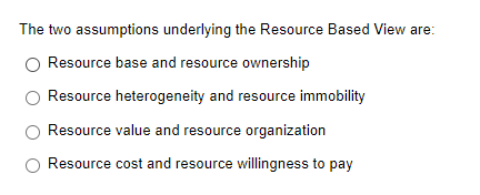 The two assumptions underlying the Resource Based