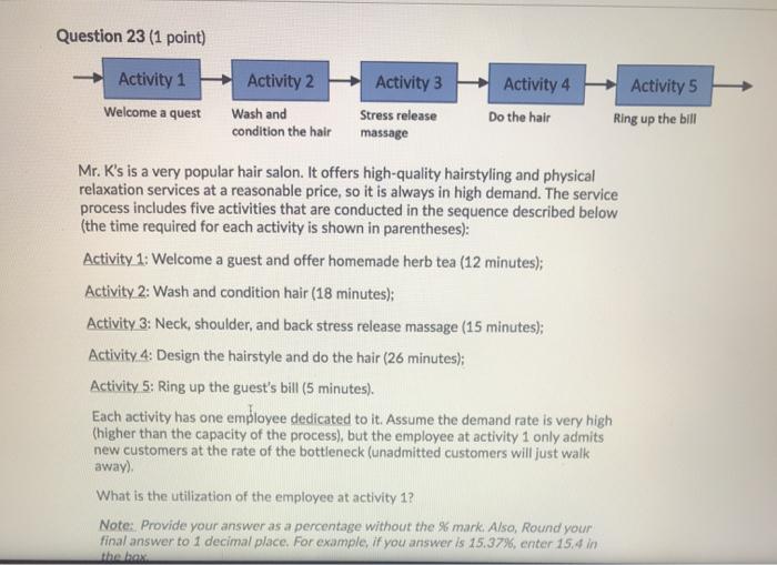 Question 23 (1 point) Activity 1 Activity 2