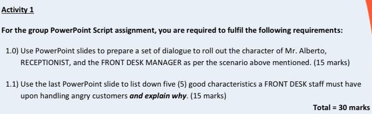 Scenario: PROBLEM-SOLVING CASE STUDY SCENARIO Mr.