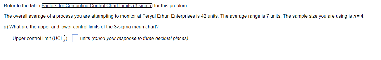 Refer to the table factors for Computing Control