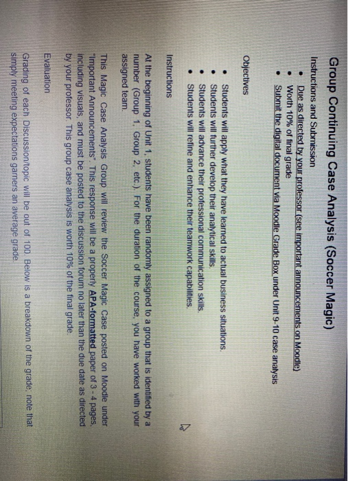 Group Continuing Case Analysis (Soccer Magic)