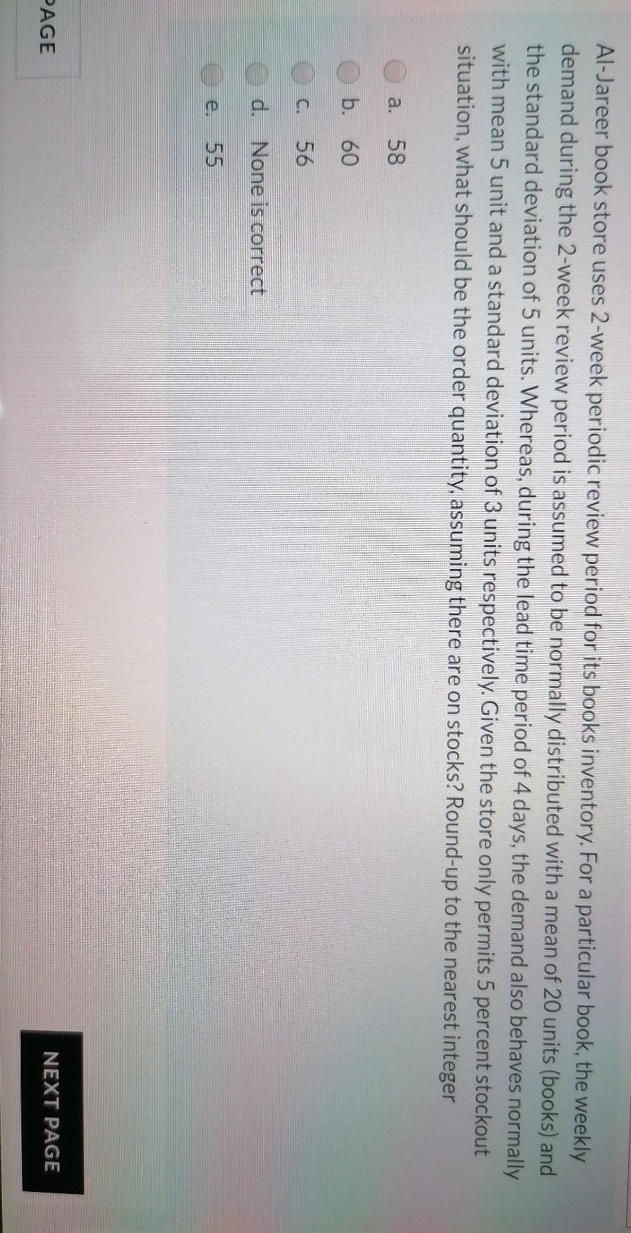 Al-Jareer book store uses 2-week periodic review