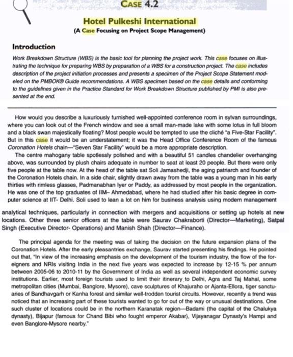 THE PROJECT SCOPE STATEMENT AND WORK BREAKDOWN