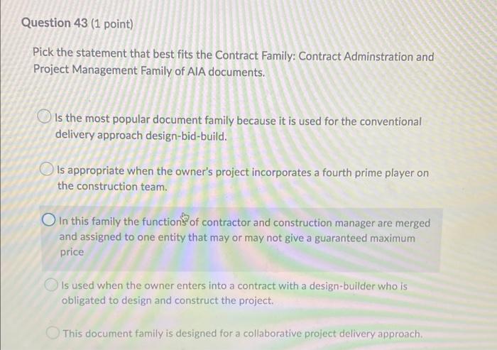 Question 43 (1 point) Pick the statement that