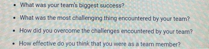 please write 400 words. What was your team's