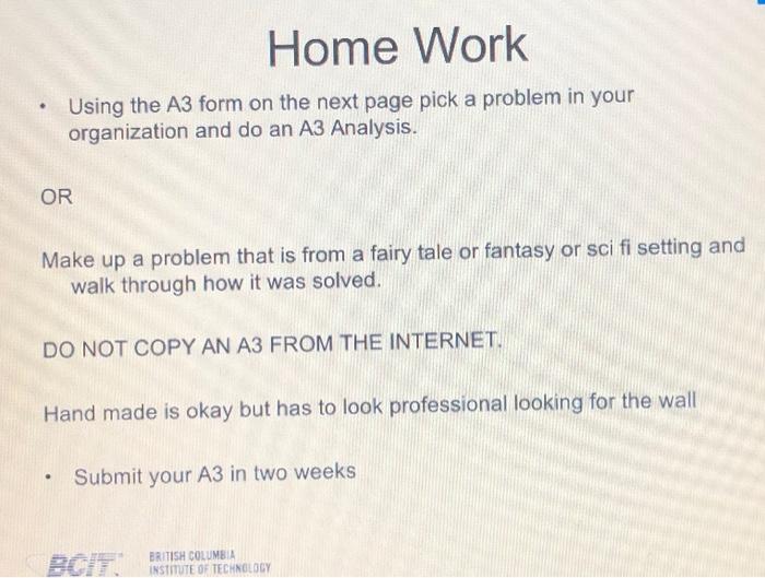 A3 assignment subject intro to lean concepts Home