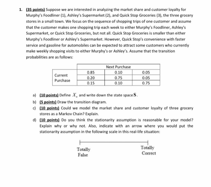 1. (35 points) Suppose we are interested in