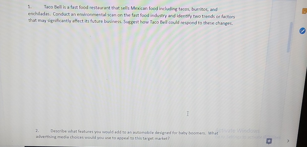 1. Taco Bell is a fast food restaurant that sells