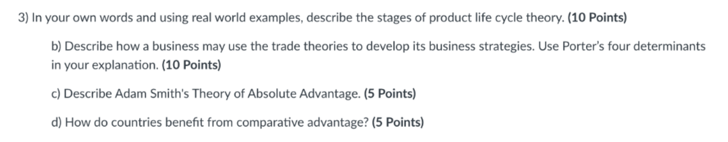 3) In your own words and using real world