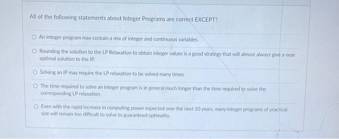 Consider the following mathematical programming