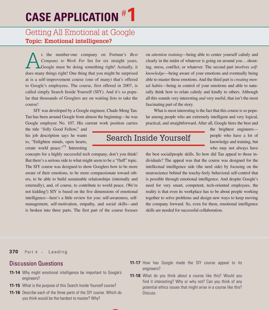 CASE APPLICATION #1 Getting All Emotional at