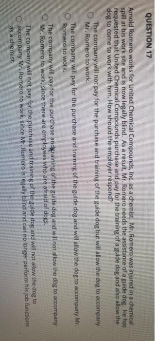 QUESTION 17 Arnold Romero works for United