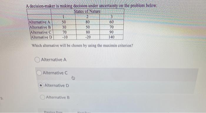 A decision-maker is making decision under