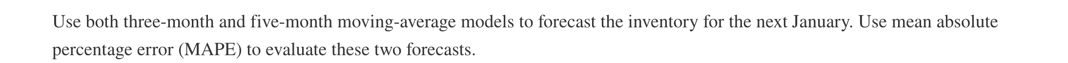 6. The following inventory pattern has been