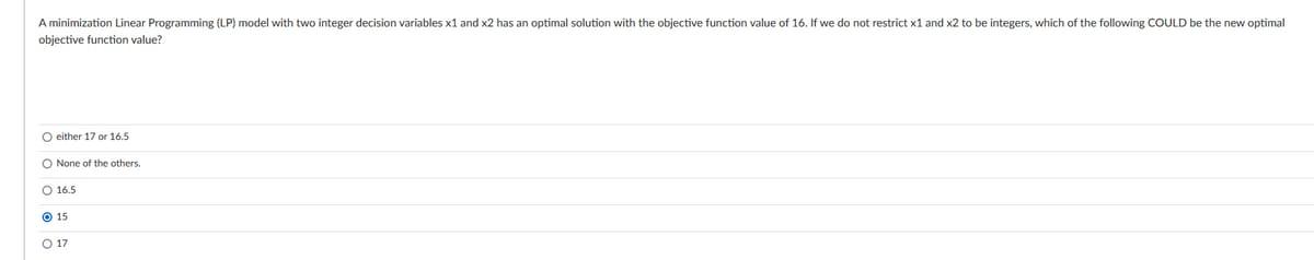 objective function value? either 17 or 16.5 None