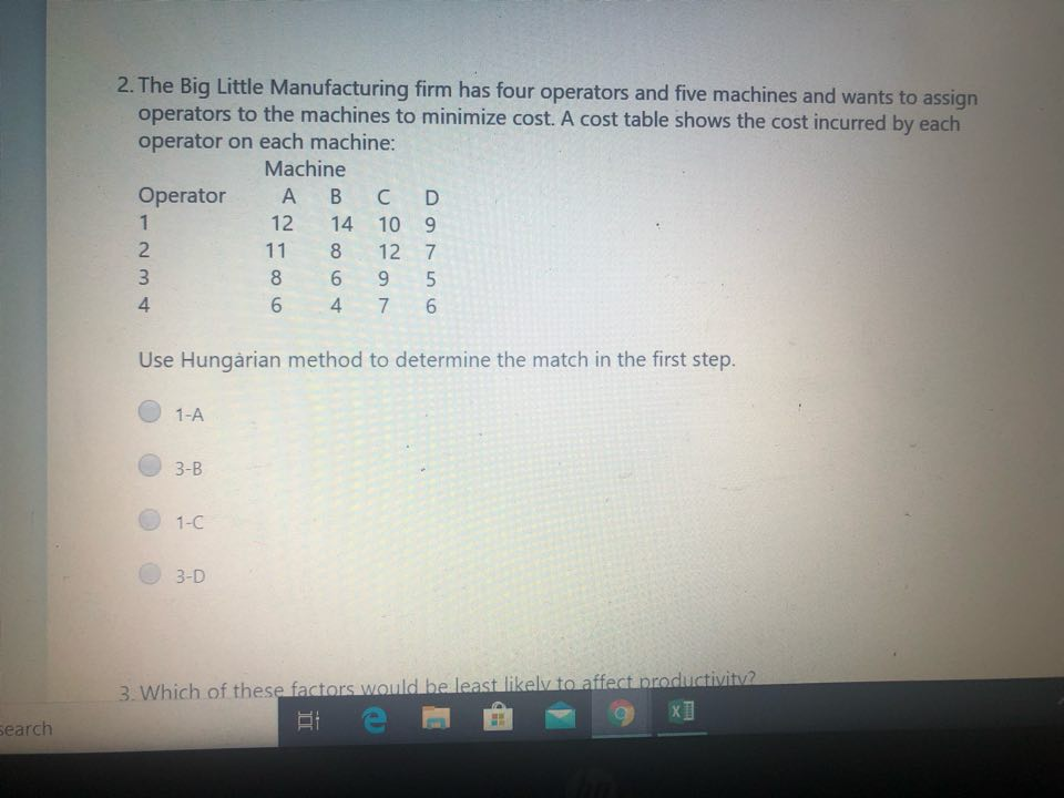 2. The Big Little Manufacturing firm has four
