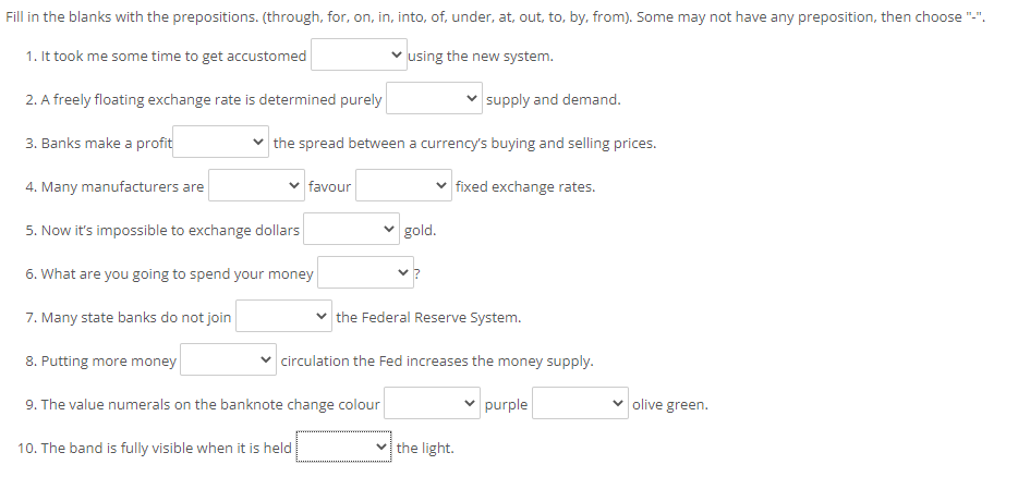 Fill in the blanks with the prepositions.