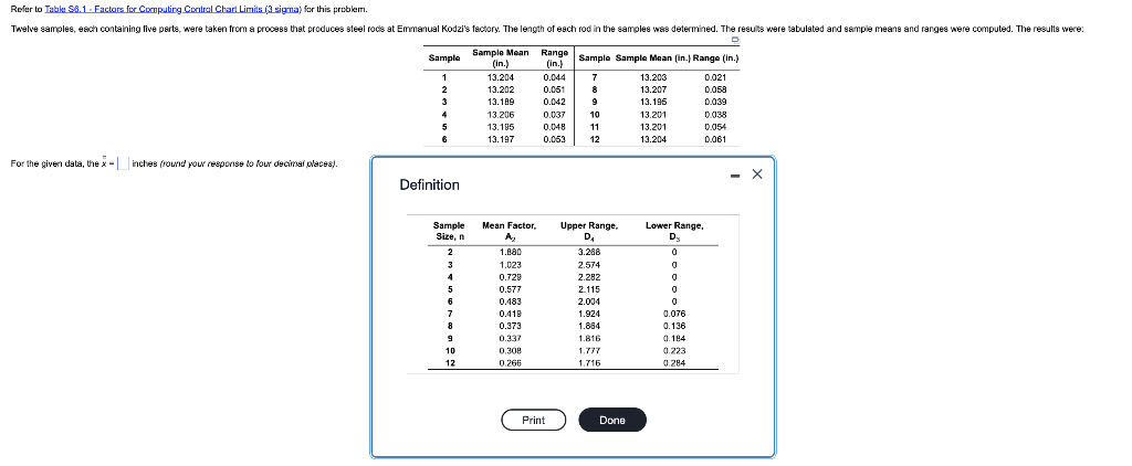 Refer to Table S8.1-Factors for Computing Control