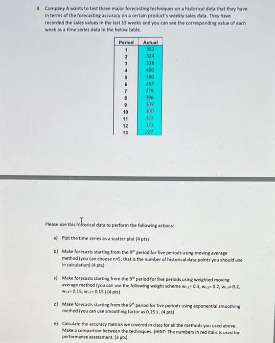 4. Company A wants to test three major