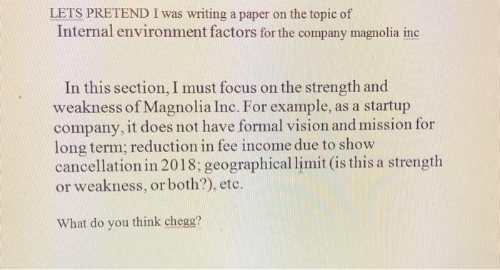 LETS PRETEND I was writing a paper on the topic