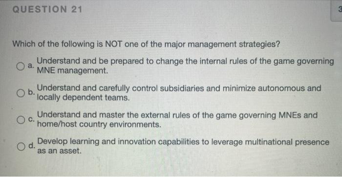 QUESTION 21 Which of the following is NOT one of