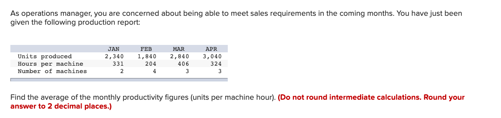 As operations manager, you are concerned about